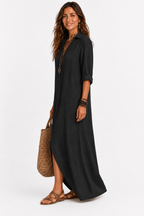 The Alora Linen Maxi Shirt Dress