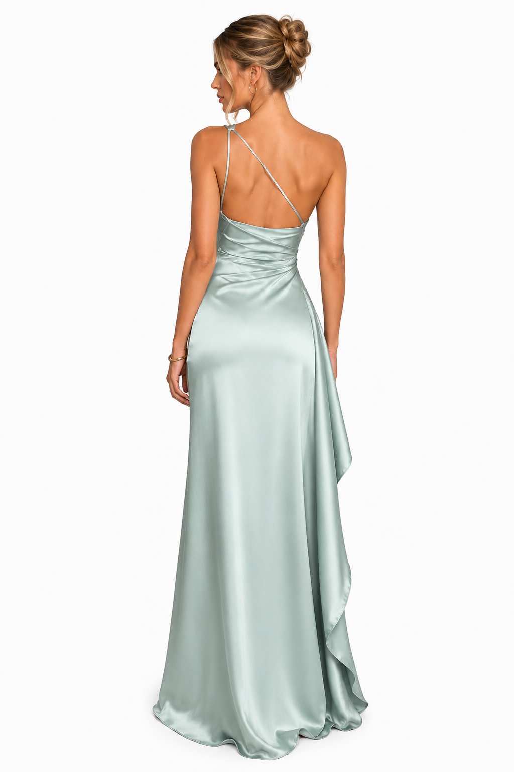 The Seraphina One-Shoulder Satin Maxi