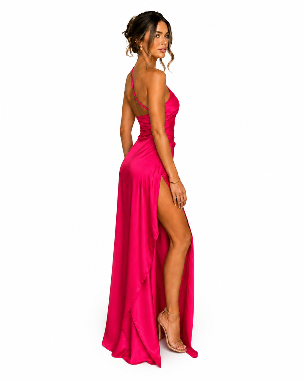 The Seraphina One-Shoulder Satin Maxi