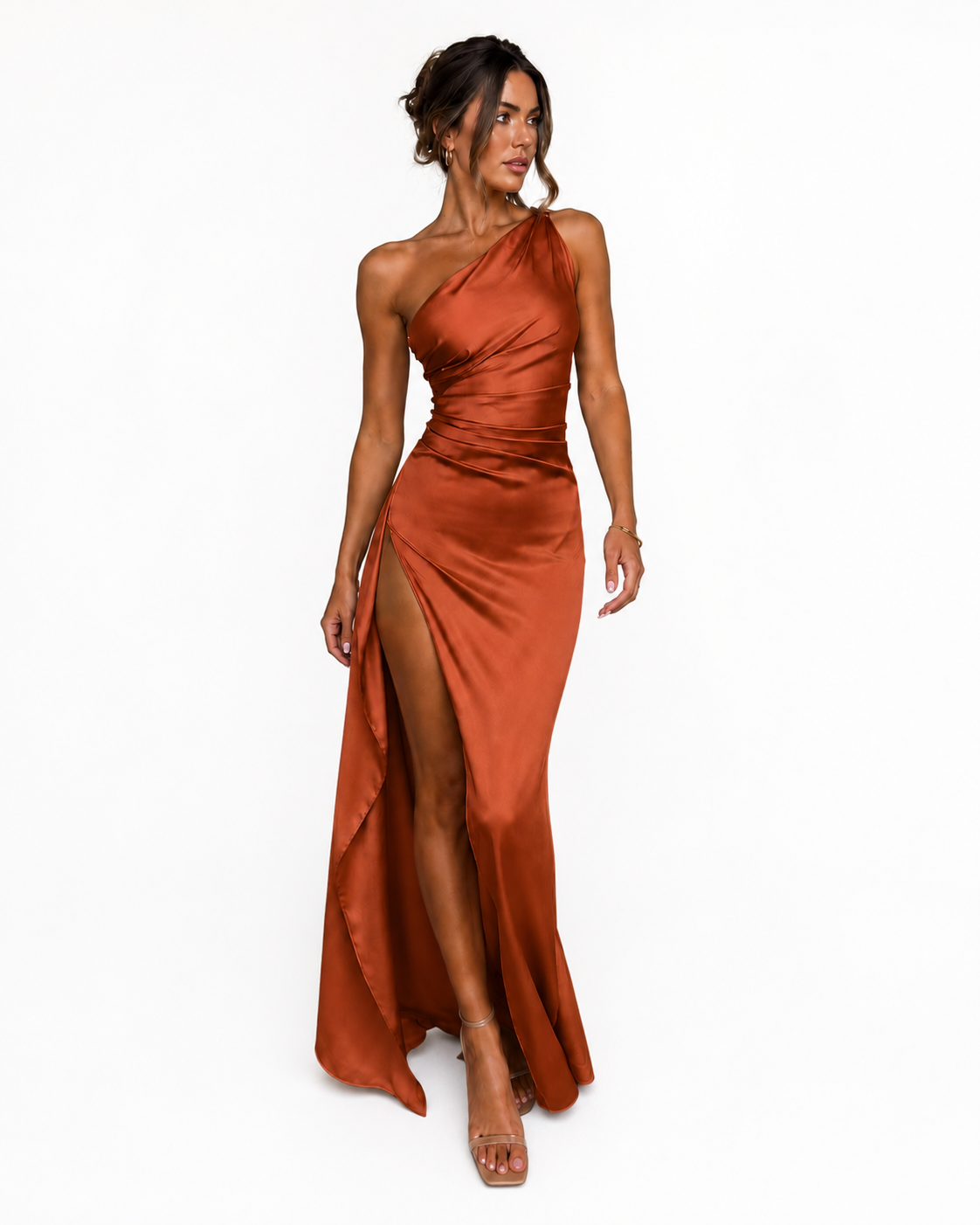 The Seraphina One-Shoulder Satin Maxi