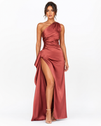 The Seraphina One-Shoulder Satin Maxi
