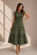 The Meadow Smocked Tiered Midi