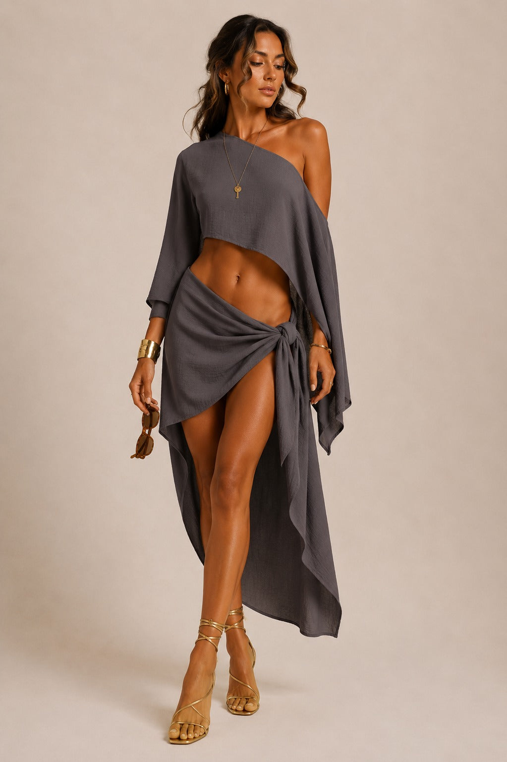 Mykonos Off-Shoulder Crop & Skirt Set