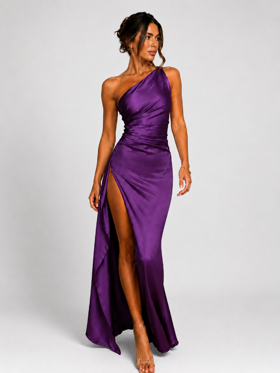 The Seraphina One-Shoulder Satin Maxi